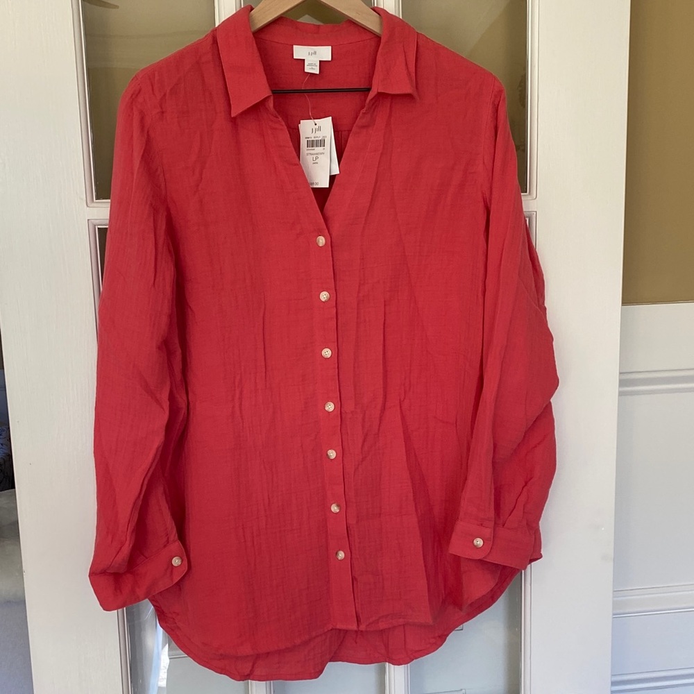 J. Jill Strawberry/ Shrimp Button-Down Shirt